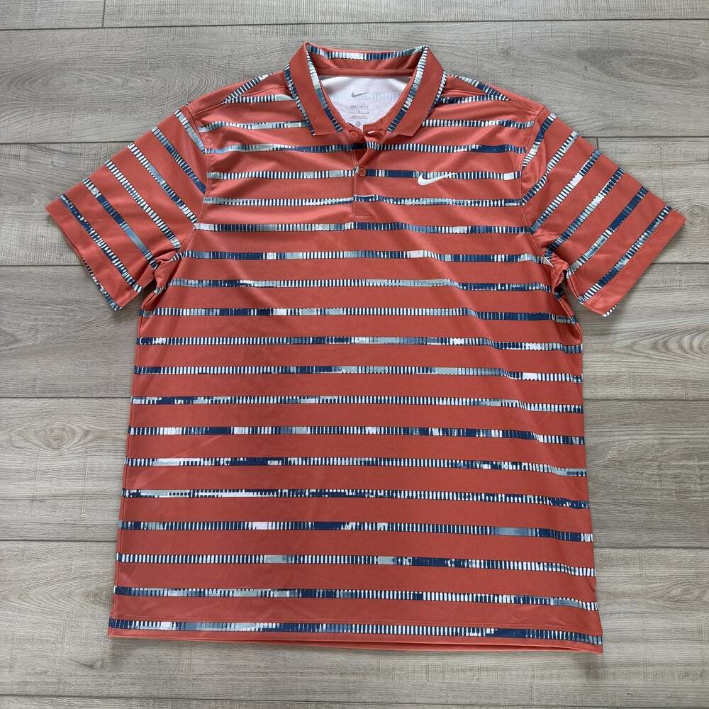 Nike Dri-FIT Golf Polo Mens L Rust Orange Navy